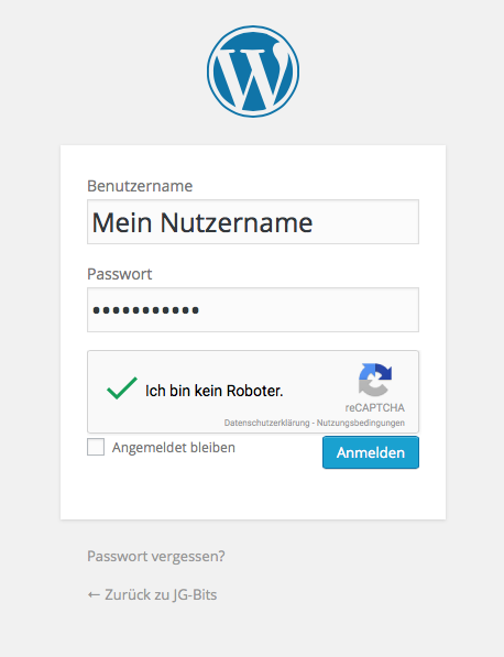 JG-Bits WordPress-Theme Webdesign Berlin reCAPTCHA Login