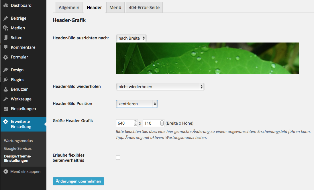 JG-Bits WordPress Theme customizer header-settings