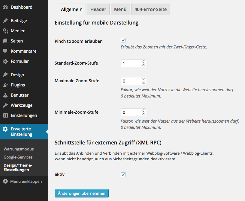 JG-Bits WordPress Theme customizer mobile-settings