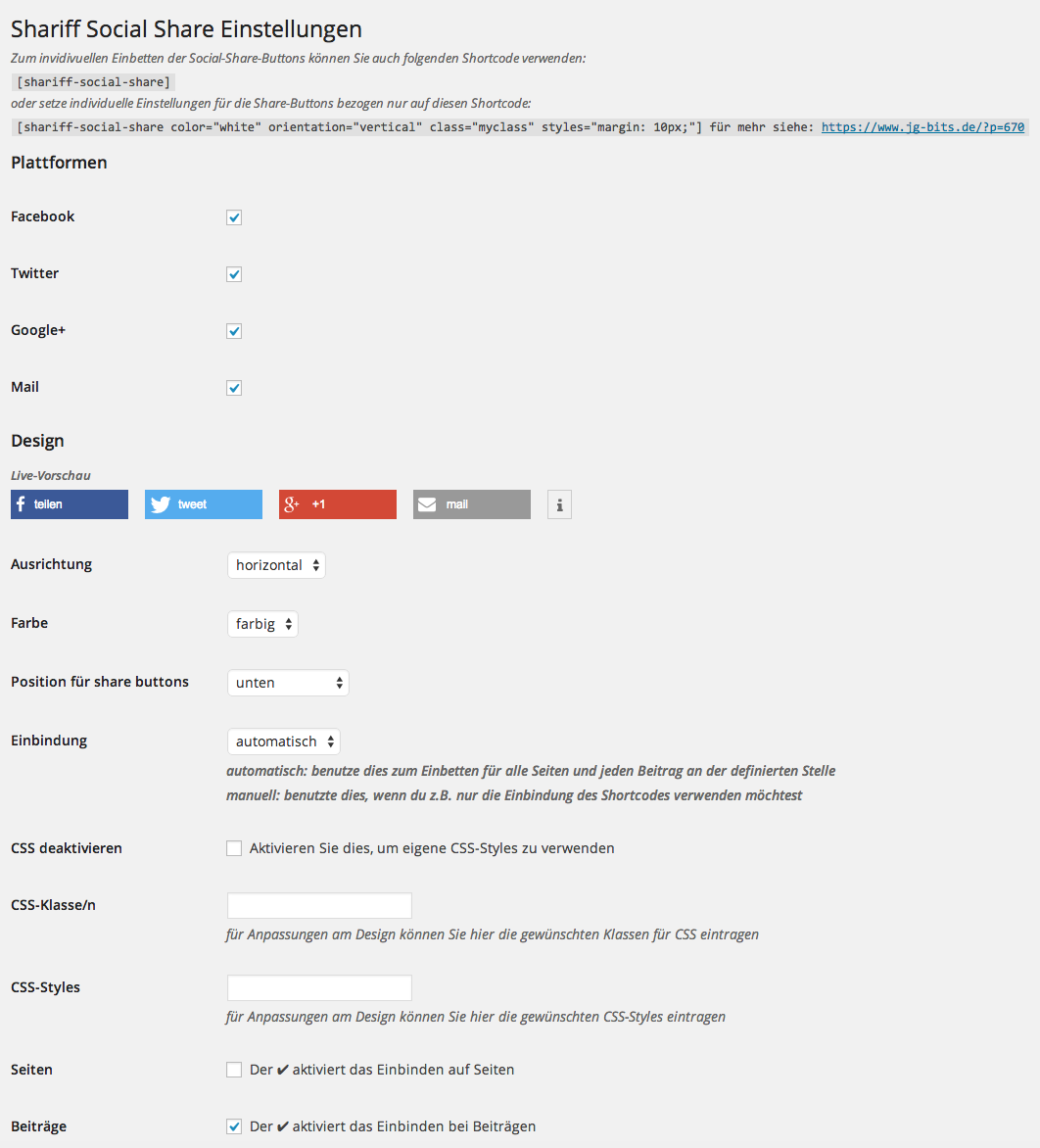 JG-Bits Shariff-Social-Share WordPress Plugin