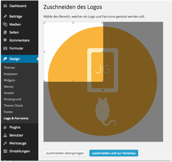wordpress cut firmenlogo favicon generator responsive webdesign