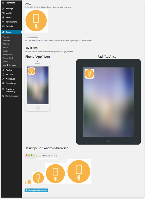 wordpress firmenlogo favicon generator responsive webdesign