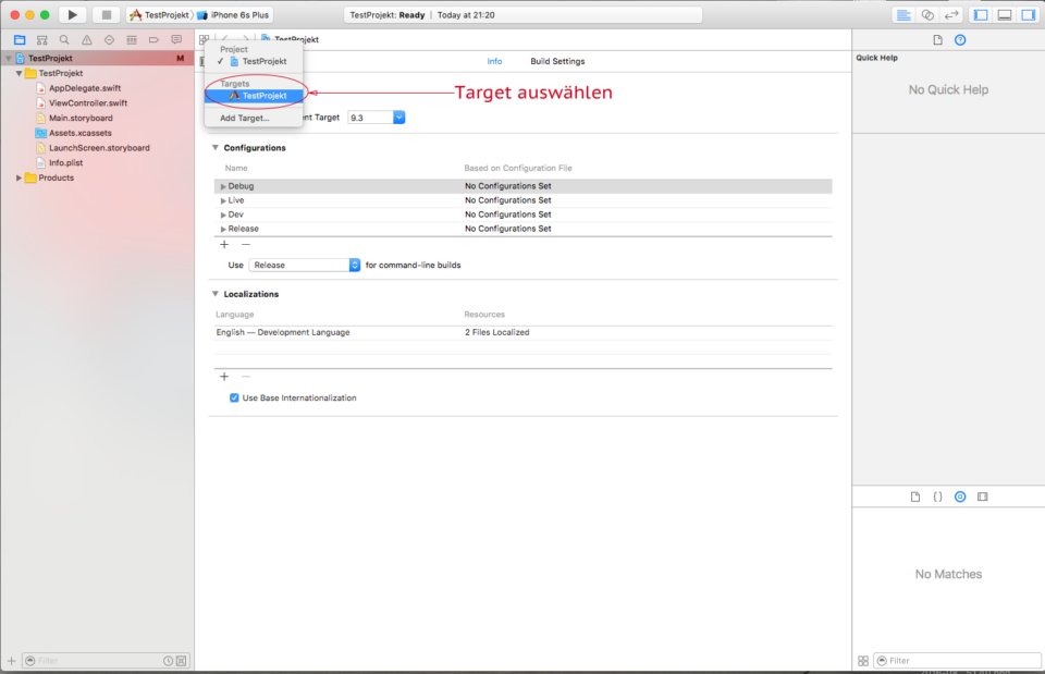 xcode-ios-app-target